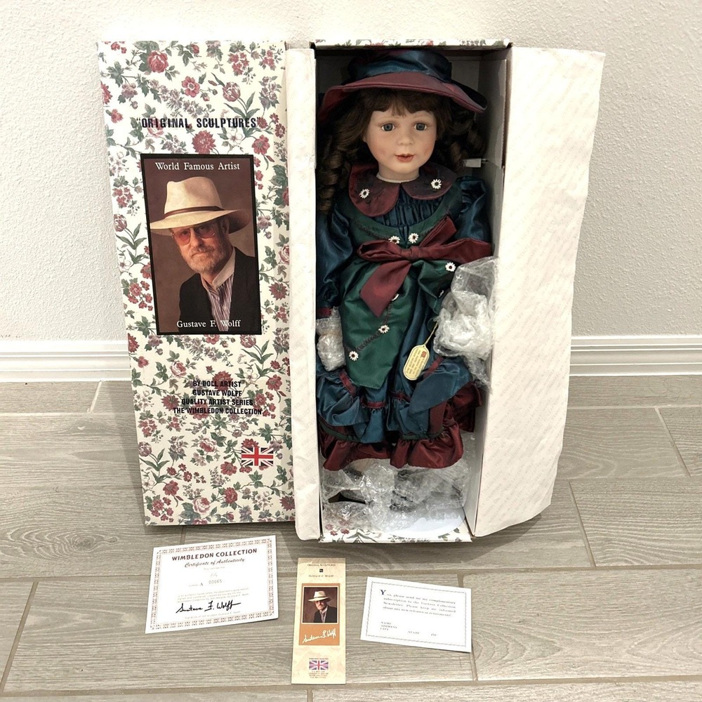 Gustave F. Wolff Wimbledon Collection 24"‎ Lilly Porcelain Doll w/ Stand